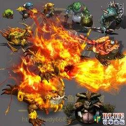 9组变异金蟾蛤蟆怪物素材